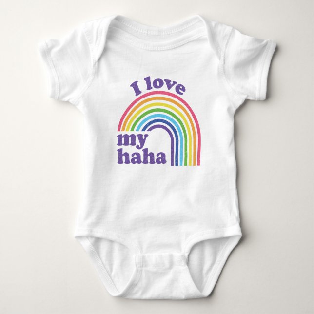 I Love My Haha - Cute Rainbow  Baby Bodysuit (Front)