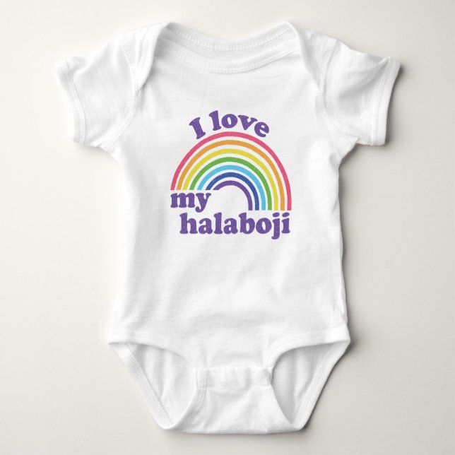 I Love My Halaboji - Cute Rainbow  Baby Bodysuit (Front)