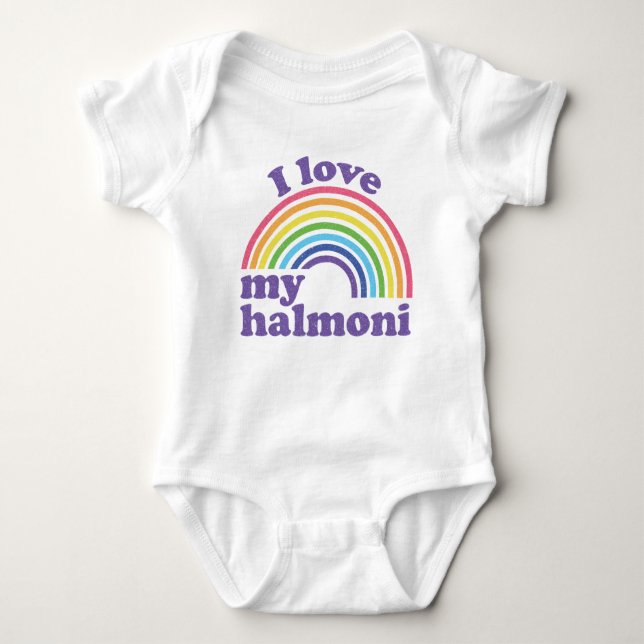 I Love My Halmoni - Cute Rainbow  Baby Bodysuit (Front)