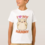 I Love My Hammy T-Shirt<br><div class="desc">Hamsters Lovers - I Love My Hammy - Cute manga or anime style illustration of a hamster. Design reads,  "I Heart My Hammy". Perfect for Hamster Owners,  Breeders and Enthusiasts. Can be personalised.</div>