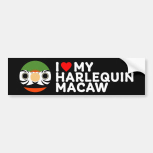 I LOVE MY HARLEQUIN MACAW BUMPER STICKER