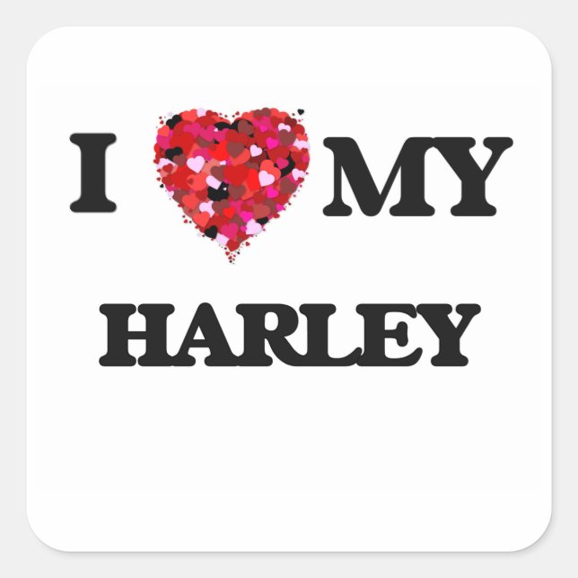 I love my Harley Square Sticker (Front)