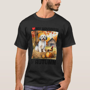 I Love My Havanese and Autumn Fall Leaves Pumpkin  T-Shirt
