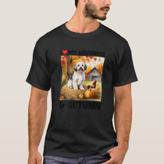 I Love My Havanese and Autumn Fall Leaves Pumpkin T-Shirt