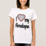 I Love My Himalayan Cat Cute Red Heart Photo Frame T-Shirt<br><div class="desc">This fun t-shirt will let you show how much you love your Himalayan! The shirt features a fun heart shaped photo drop-in frame where you can upload a photo of your own Himalayan. Cat lovers will fall in love with this fun customisable t-shirt that allows you to upload your own...</div>