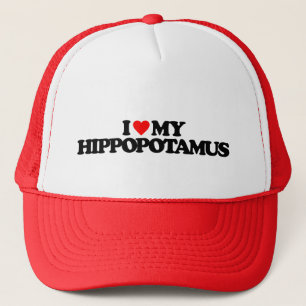 I LOVE MY HIPPOPOTAMUS TRUCKER HAT