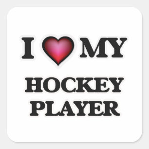 I love my Hockey Player Square Sticker