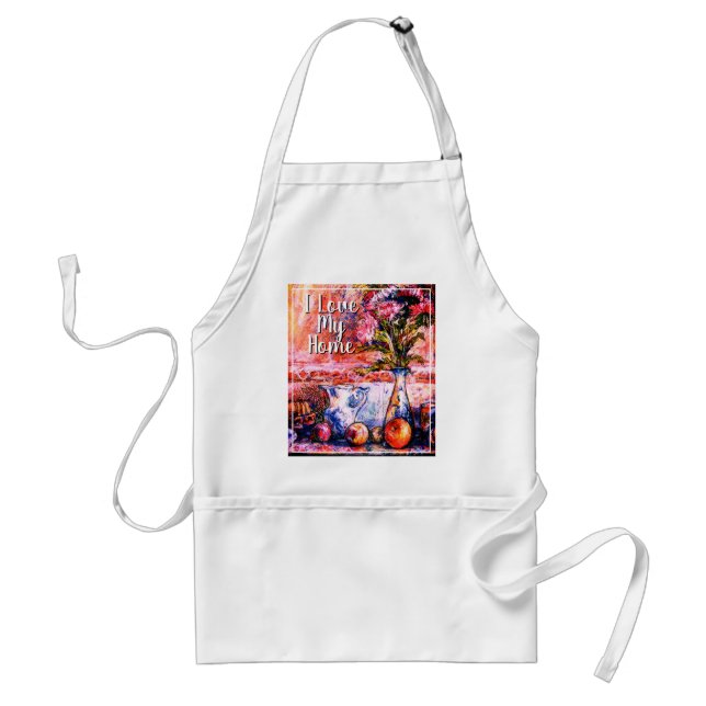 I Love My Home apron with Asters & Fruits (Front)