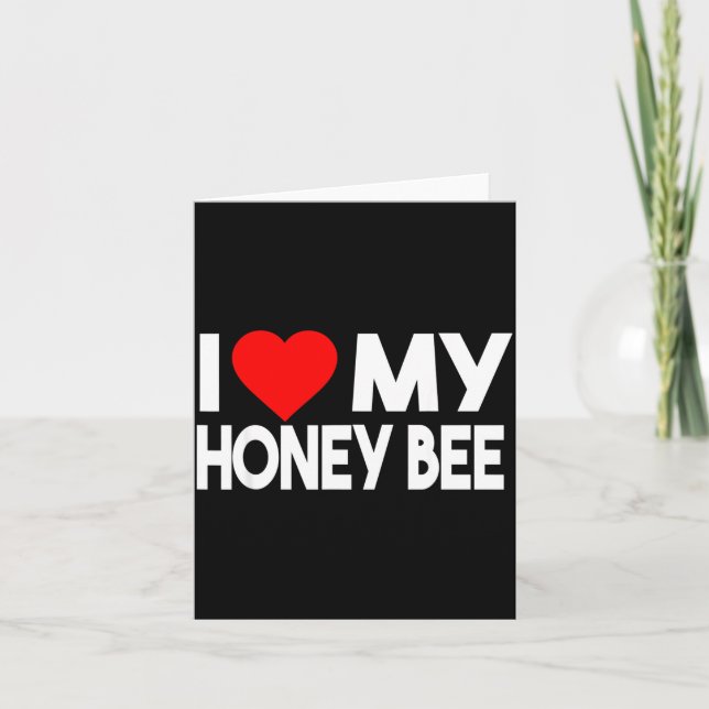 I Love My Honey Bee Shirt, Funny Animal Couple Mat Card (Front)
