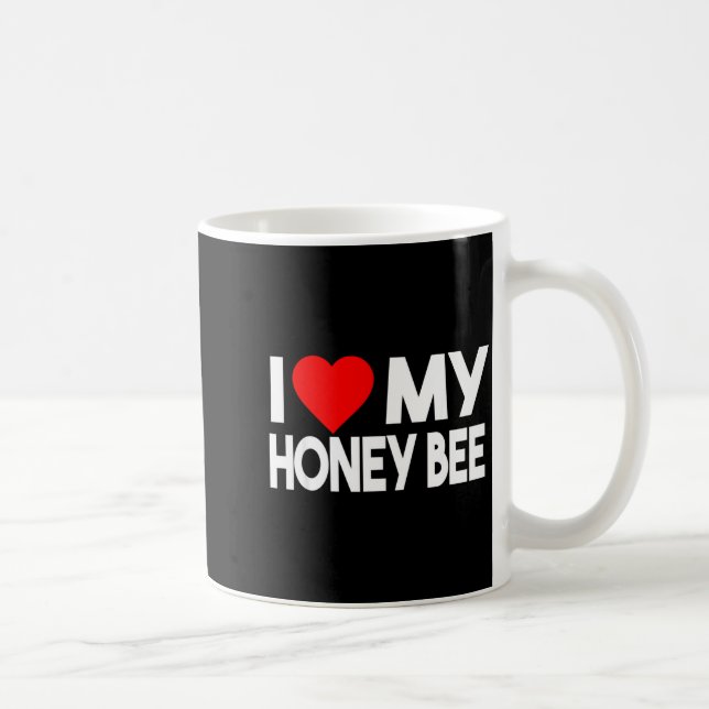 I Love My Honey Bee Shirt, Funny Animal Couple Mat Coffee Mug (Right)