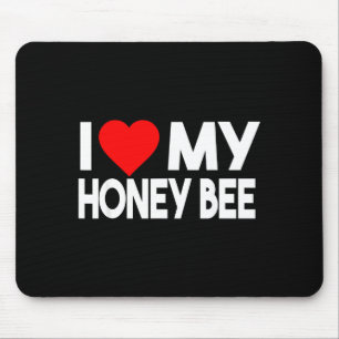 I Love My Honey Bee Shirt, Funny Animal Couple Mat Mouse Pad