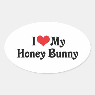 I Love My Honey Bunny Oval Sticker