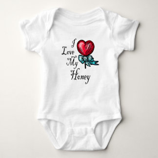 I Love My Honey Heart Lollipop Baby Bodysuit