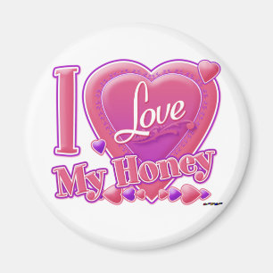 I Love My Honey pink/purple - heart Magnet