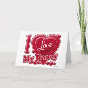 I Love My Honey red - heart Holiday Card