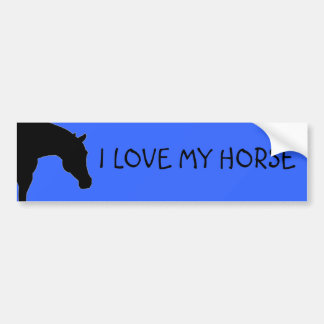 "I LOVE MY HORSE" blue bumper sticker