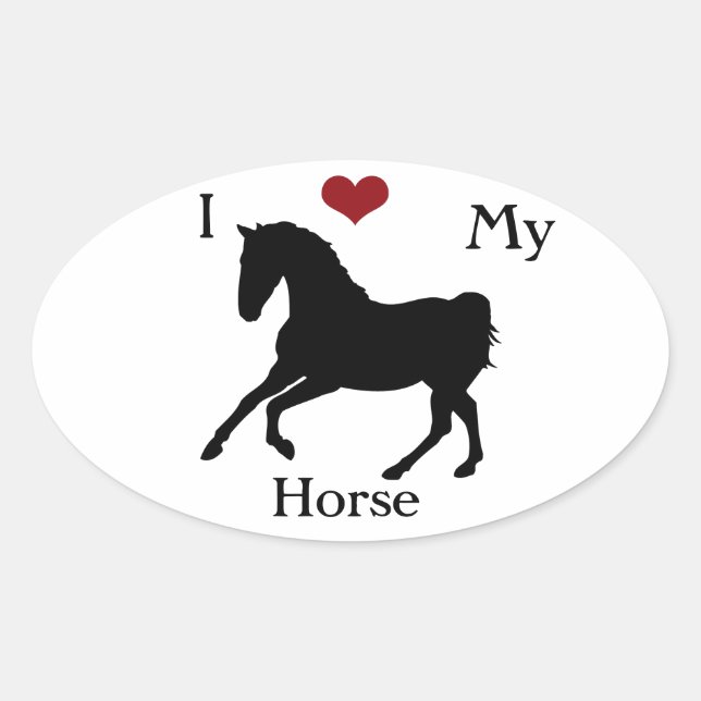 I Love My Horse Oval Sticker #1 (Front)