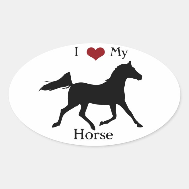I Love My Horse Oval Sticker #2 (Front)