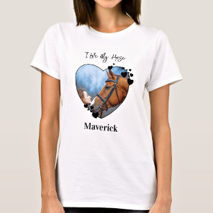 I Love My Horse Personalised Heart Pet Photo T-Shirt