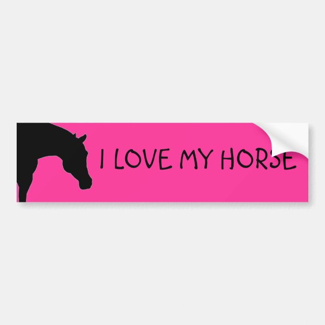 "I LOVE MY HORSE" pink bumper sticker (Front)