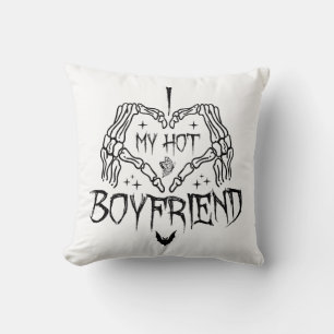 I Love My Hot Boyfriend Halloween Skeleton Funny Cushion