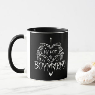I Love My Hot Boyfriend Halloween Skeleton Funny Mug
