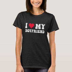 I Love My Hot Girlfriend Red Heart T-Shirt