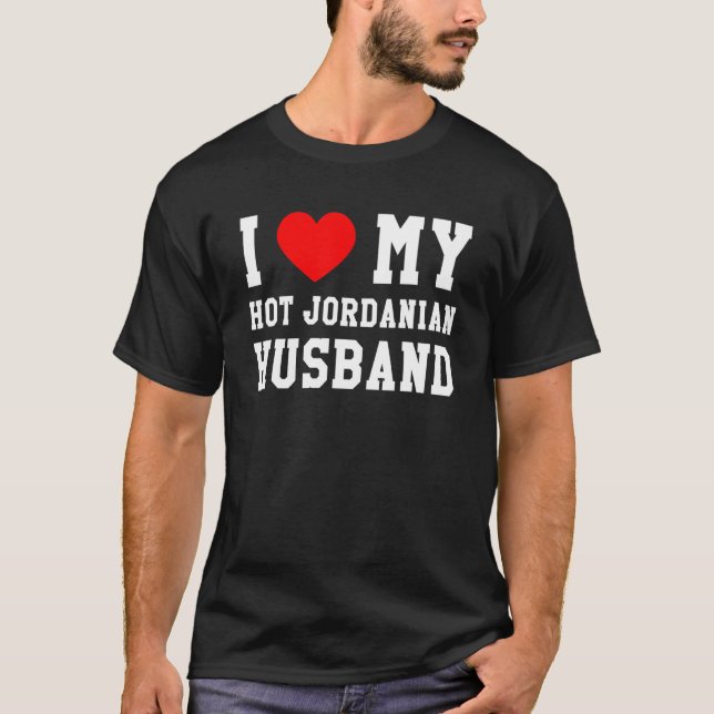 I Love My Hot Jordanian Husband Red Heart T-Shirt (Front)