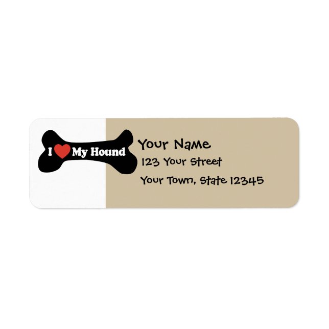 I Love My Hound  - Dog Bone Return Address Label (Front)