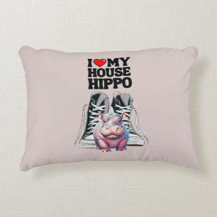 I Love My House Hippo Customizable Decorative Cushion