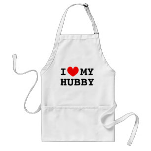 I love my hubby aprons for women