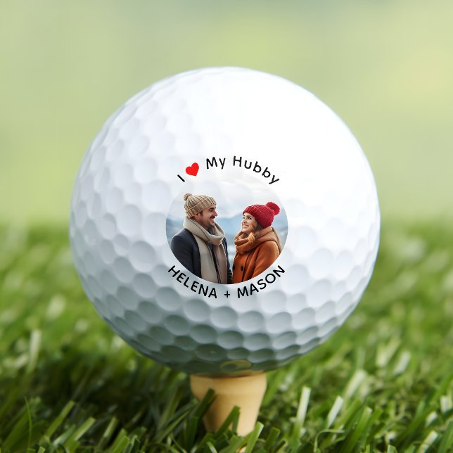 I Love My Hubby Photo Customisable Golf Balls (Creator Uploaded)