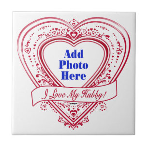 I Love My Hubby! Photo Red Hearts Tile