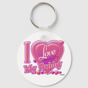 I Love My Hubby pink/purple - heart Key Ring