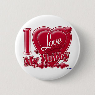 I Love My Hubby red - heart 6 Cm Round Badge