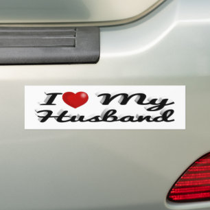 I Love My Husband 3D Red text black text Bumper Sticker