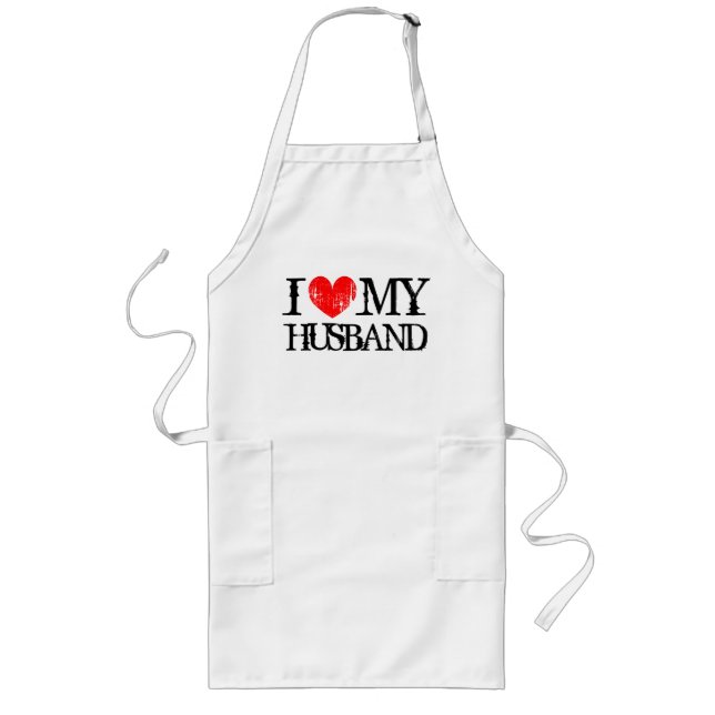 I love my husband aprons for women | I heart ... (Front)