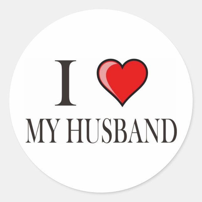 I Love My Husband Classic Round Sticker (Front)