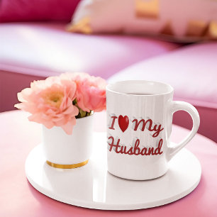 I Love My Husband cute red text Large Coffee Mug