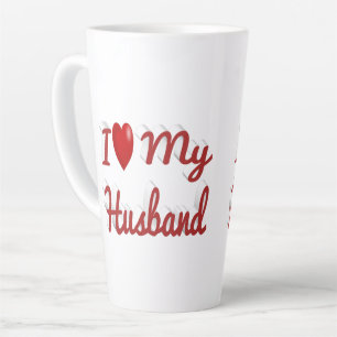 I Love My Husband cute red text  Latte Mug
