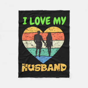 I Love My Husband Funny Retro Wife Valentines Day Fleece Blanket