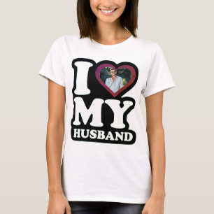 I Love My Husband Green Leaf Style - Custom Photo T-Shirt
