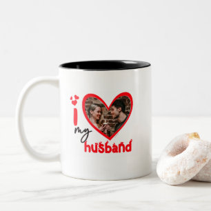 I Love My Husband Photo Gift Classic Mug, 11 oz Co Two-Tone Coffee Mug