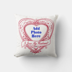 I Love My Husband! Photo Red Hearts Cushion