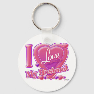 I Love My Husband pink/purple - heart Key Ring