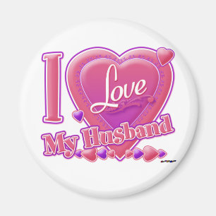 I Love My Husband pink/purple - heart Magnet