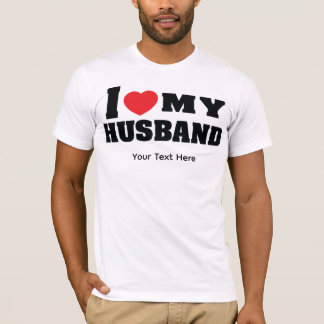 I Love My Husband text with red heart symbol T-Shirt