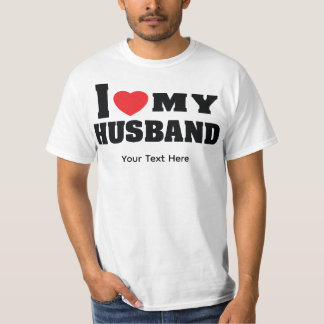 I Love My Husband text with red heart symbol T-Shirt