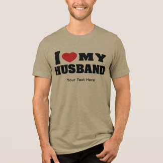 I Love My Husband text with red heart symbol Tri-Blend Shirt
