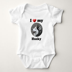 I Love My Husky Baby Bodysuit